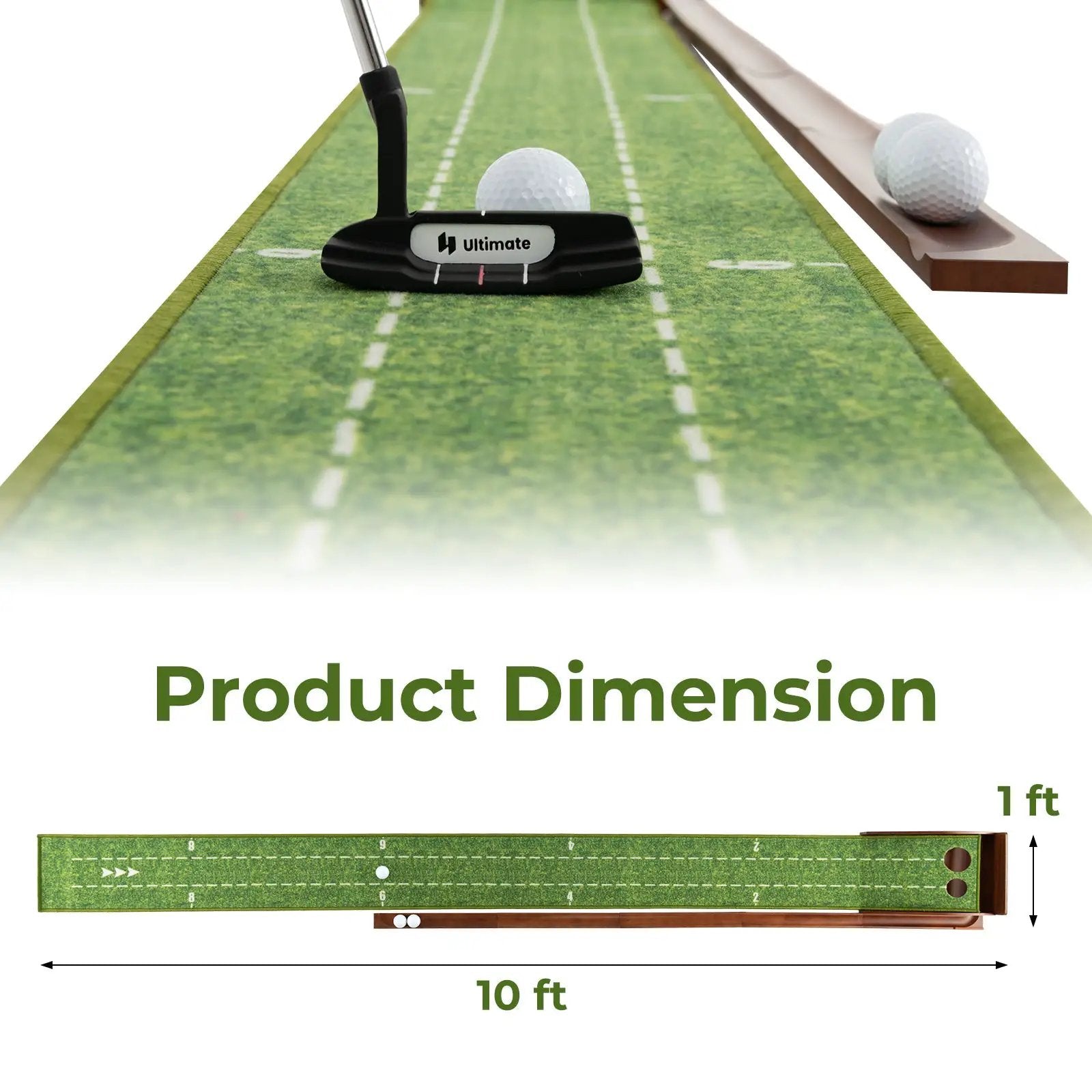 Golf Putting Mat Practice Training Aid with Auto Ball Return and by DirectDeals