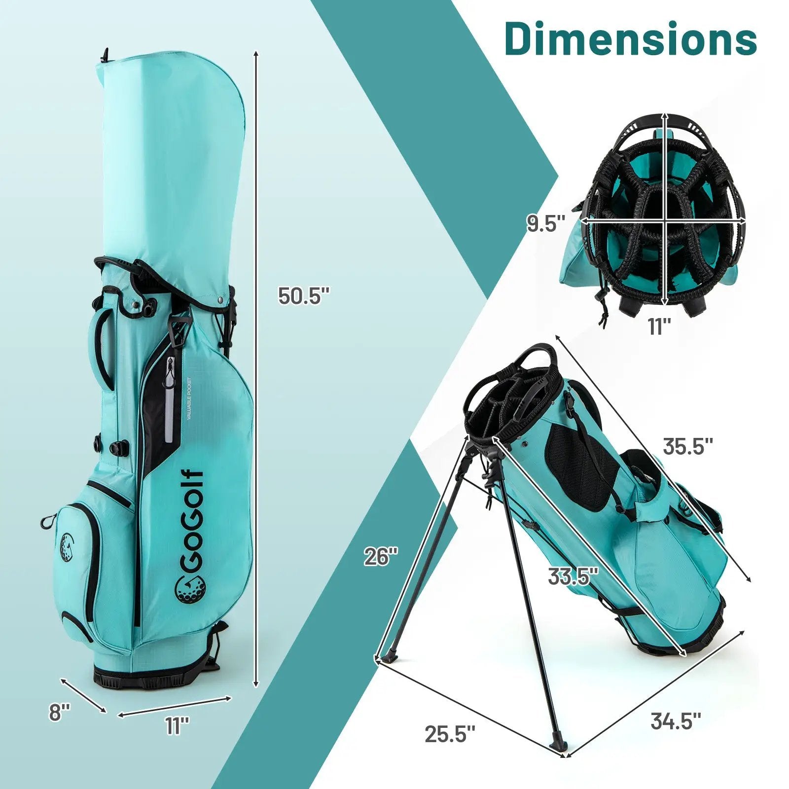 Golf Stand Bag Lightweight Golf Bag with 8 Way Top Dividers and 5 Zippered Pockets by DirectDeals