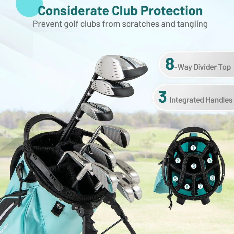 Golf Stand Bag Lightweight Golf Bag with 8 Way Top Dividers and 5 Zippered Pockets by DirectDeals