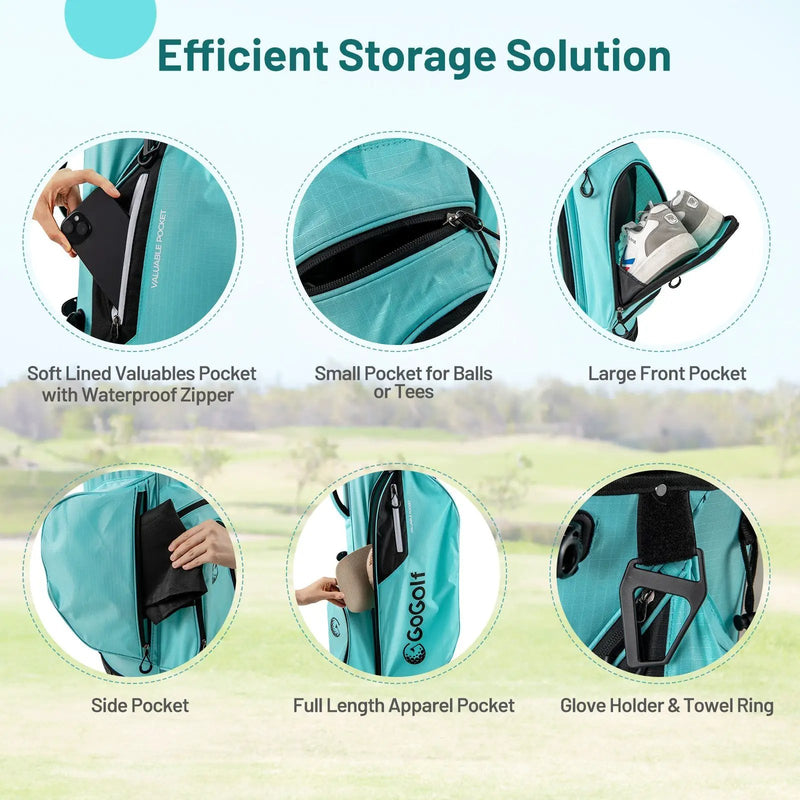 Golf Stand Bag Lightweight Golf Bag with 8 Way Top Dividers and 5 Zippered Pockets by DirectDeals