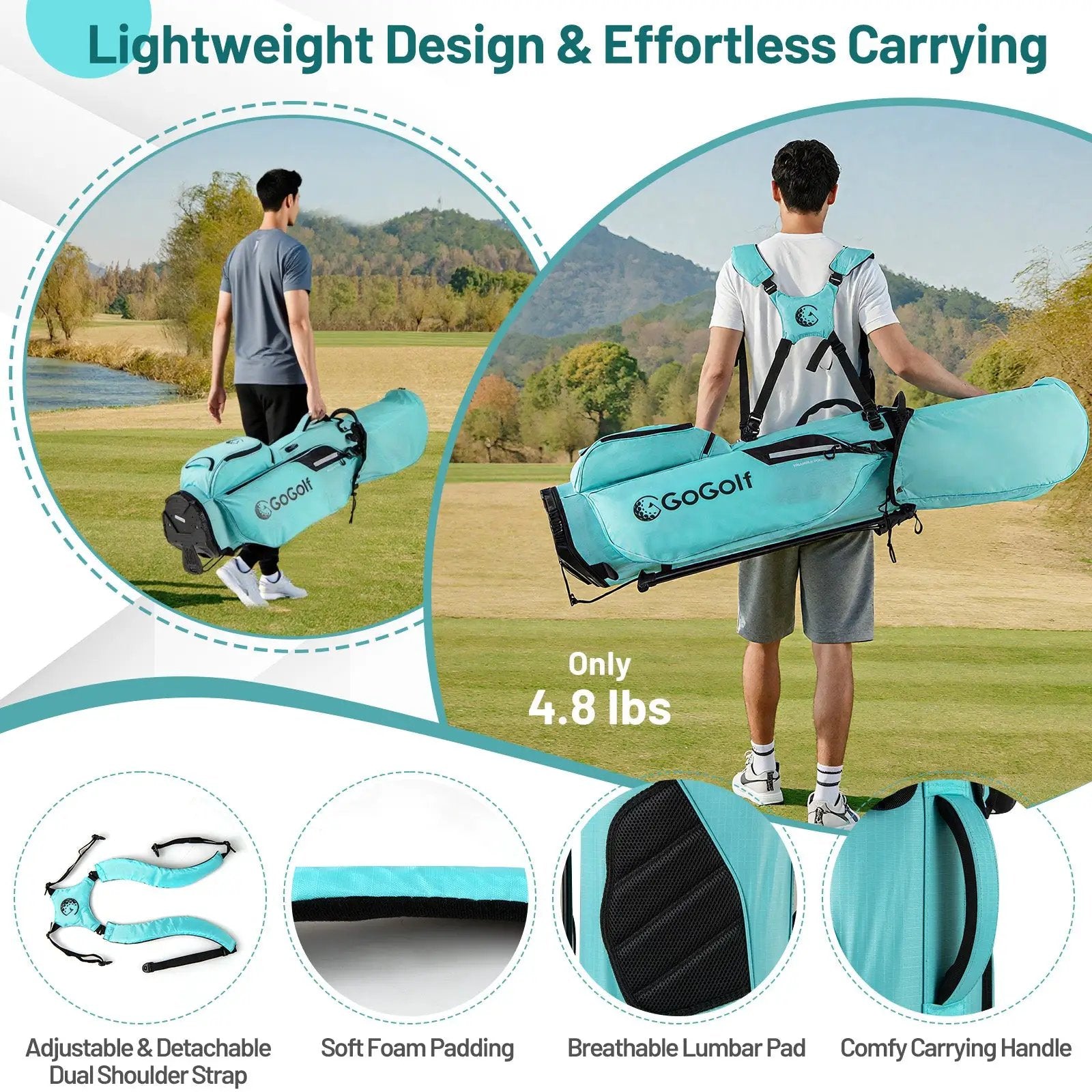 Golf Stand Bag Lightweight Golf Bag with 8 Way Top Dividers and 5 Zippered Pockets by DirectDeals