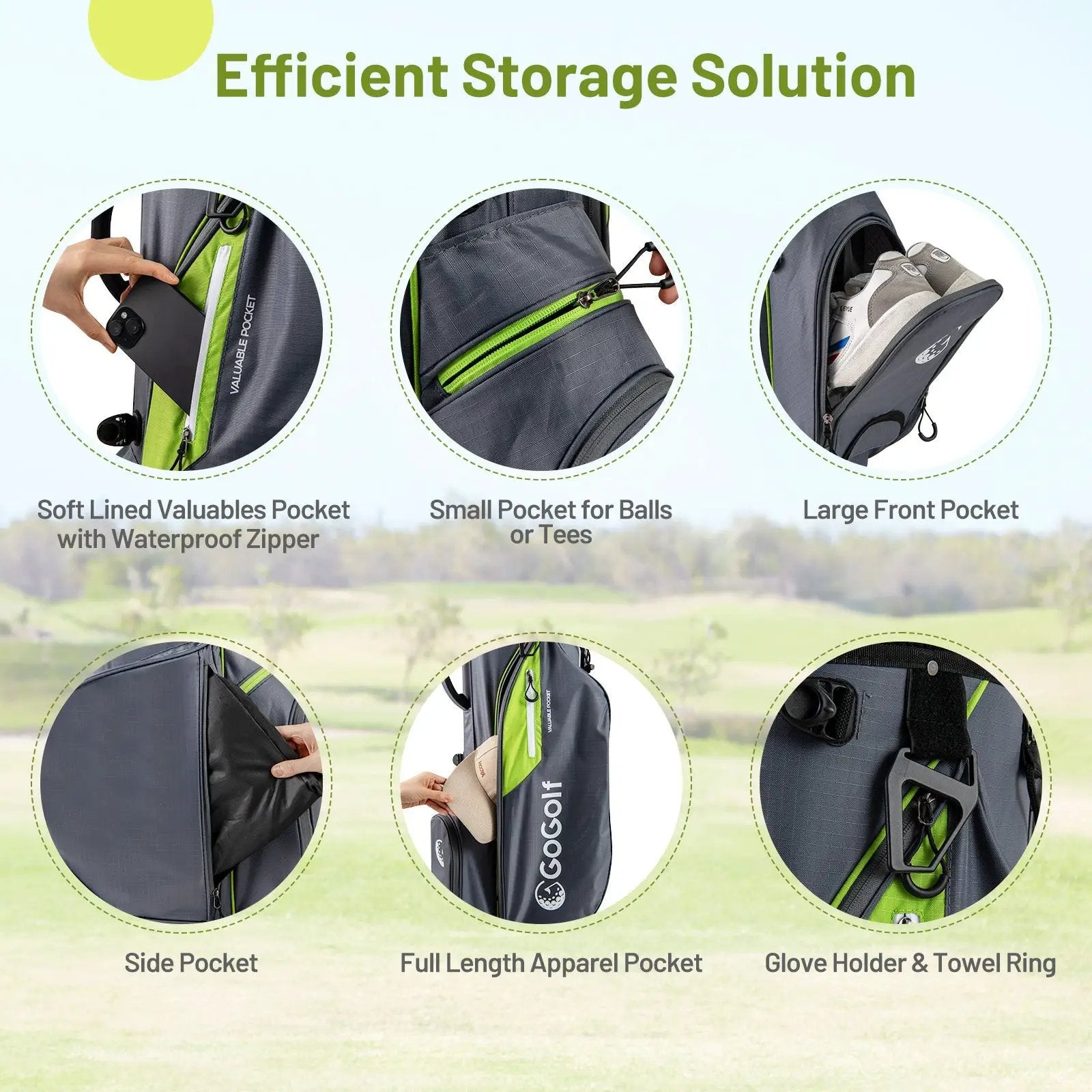 Golf Stand Bag Lightweight Golf Bag with 8 Way Top Dividers and 5 Zippered Pockets by DirectDeals