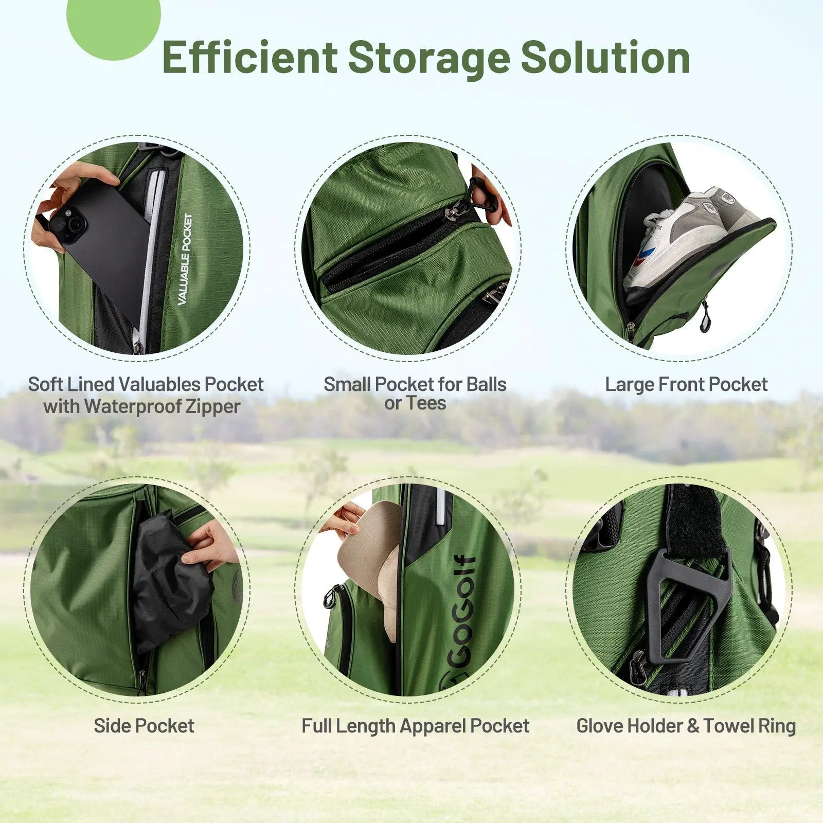 Golf Stand Bag Lightweight Golf Bag with 8 Way Top Dividers and 5 Zippered Pockets by DirectDeals