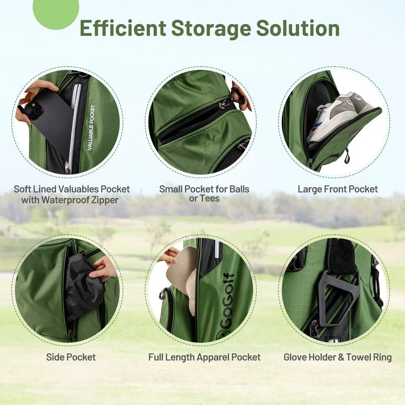 Golf Stand Bag Lightweight Golf Bag with 8 Way Top Dividers and 5 Zippered Pockets by DirectDeals