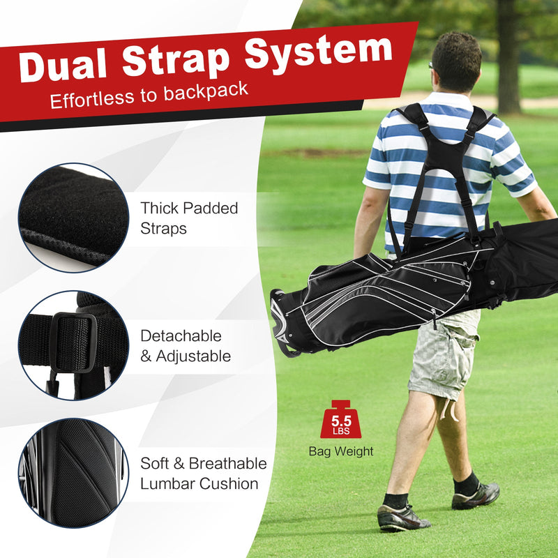 Golf Stand Cart Bag with 6-Way Divider Carry Pockets by DirectDeals