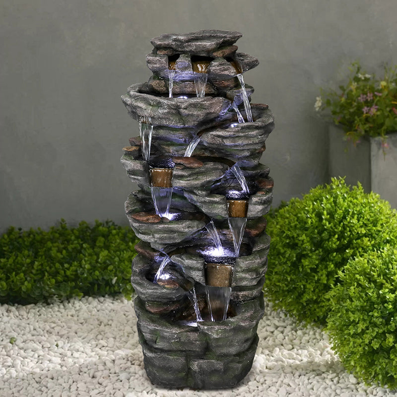 Resin Jagged Shale Outdoor Waterfall Fountain 13 Streams, photo 3 of 5