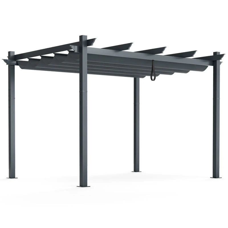 10 x 12 Feet Outdoor Aluminum Retractable Pergola Canopy Shelter Grape Trellis by DirectDeals