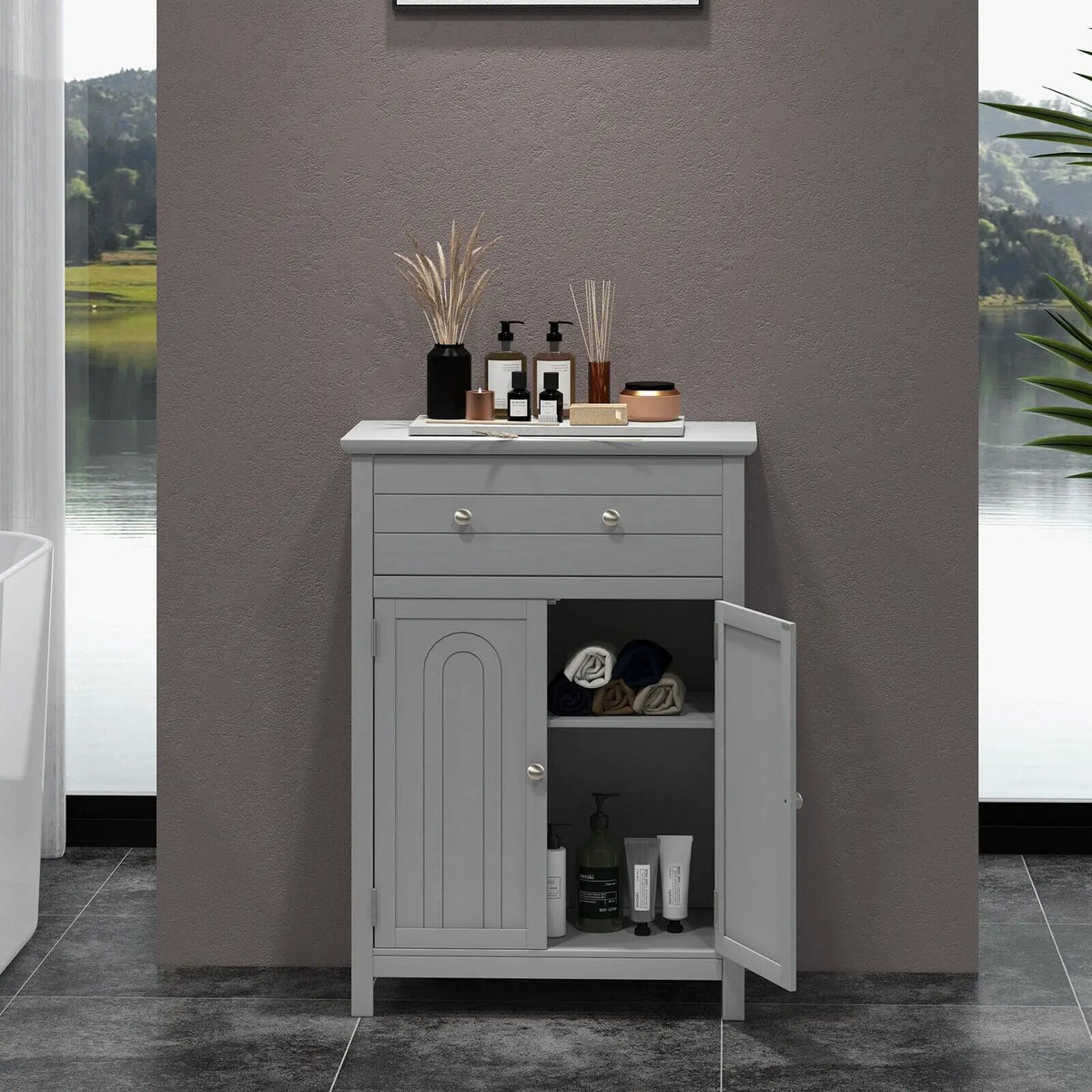 Free Standing Bathroom Storage Cabinet with Large Drawer by DirectDeals