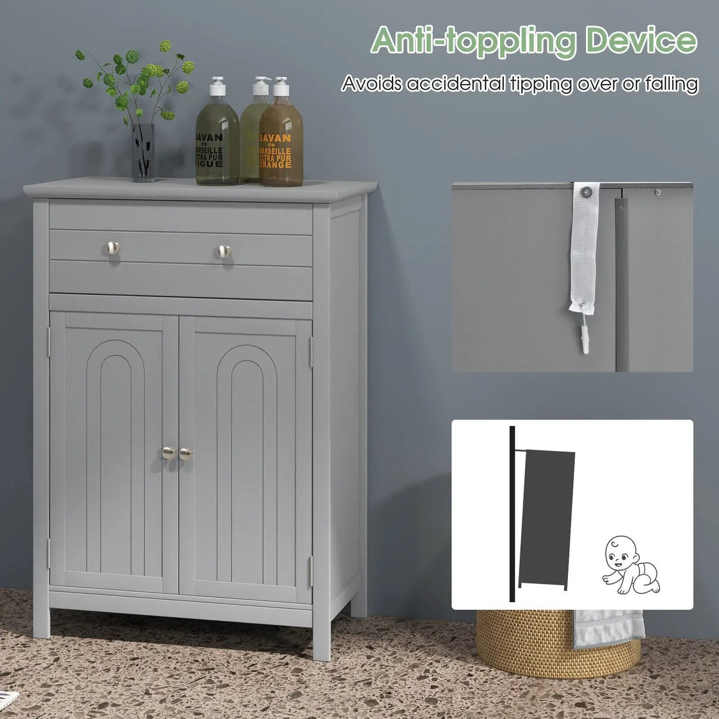 Free Standing Bathroom Storage Cabinet with Large Drawer by DirectDeals