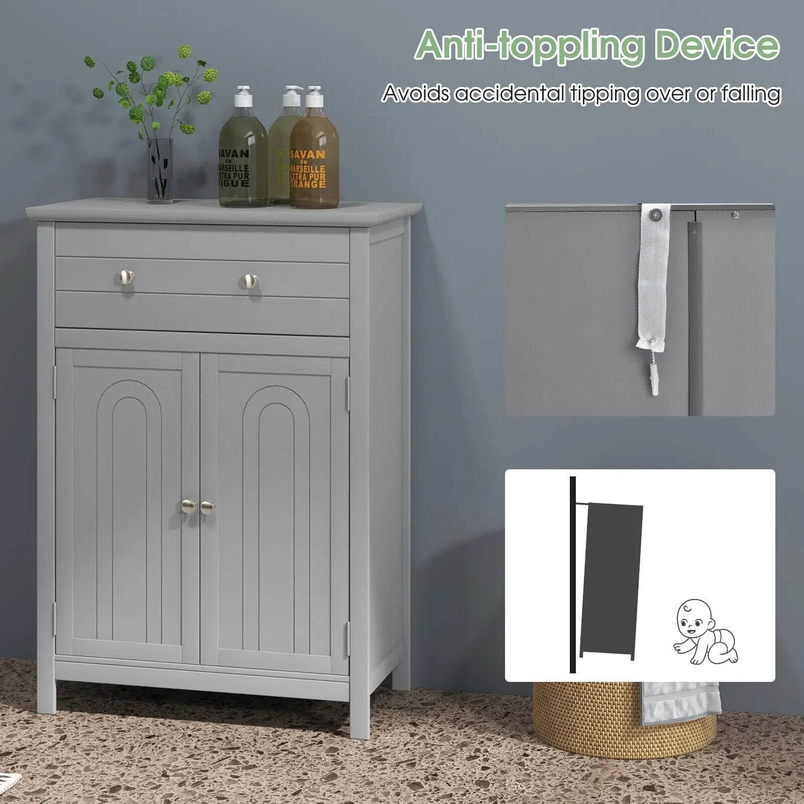 Free Standing Bathroom Storage Cabinet with Large Drawer by DirectDeals