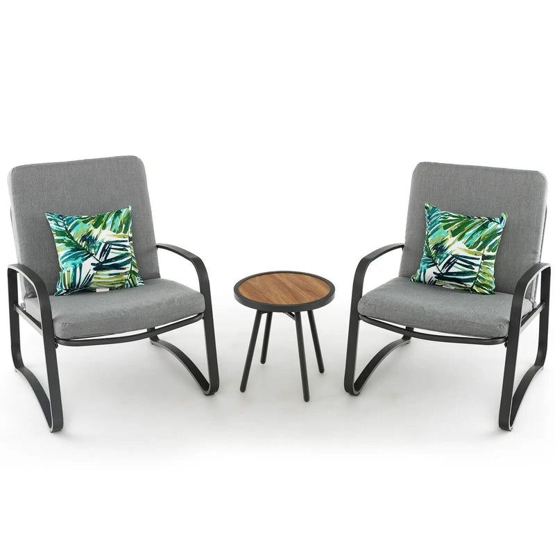 3 Pieces Patio Bistro Conversation Set with Waterproof DPC Tabletop by DirectDeals