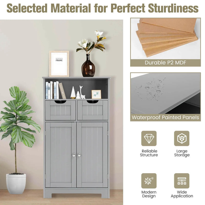 Bathroom Wooden Side Cabinet with 2 Drawers and 2 Doors by DirectDeals