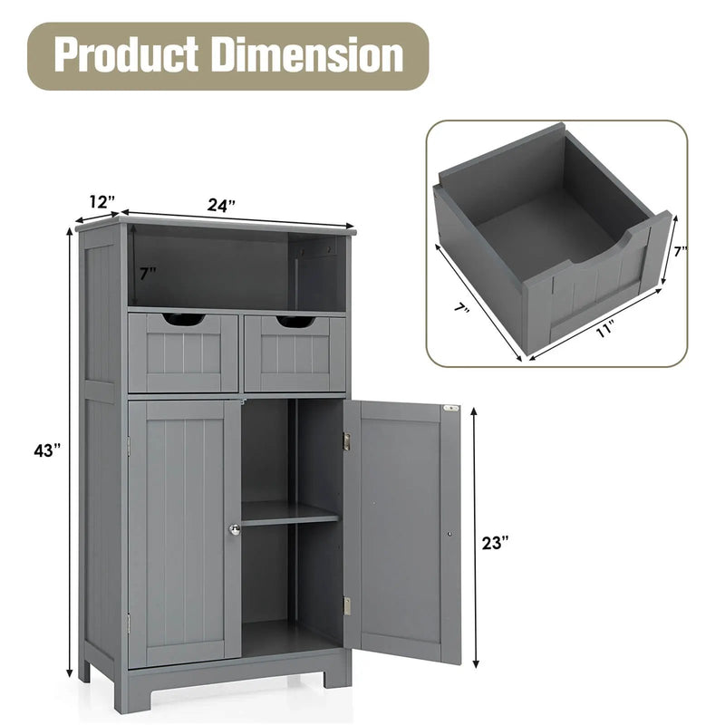 Bathroom Wooden Side Cabinet with 2 Drawers and 2 Doors by DirectDeals