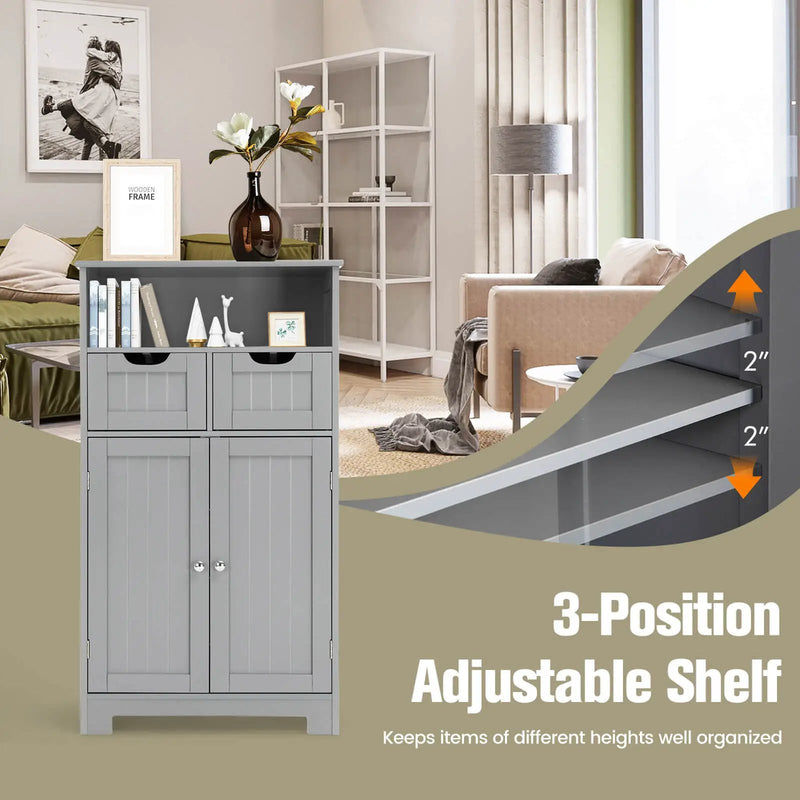 Bathroom Wooden Side Cabinet with 2 Drawers and 2 Doors by DirectDeals