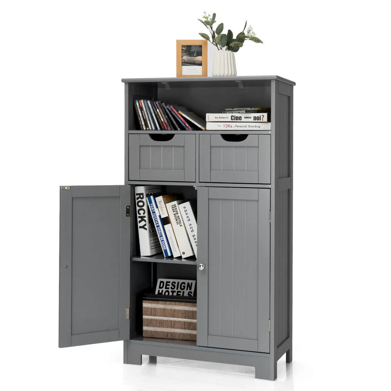Bathroom Wooden Side Cabinet with 2 Drawers and 2 Doors by DirectDeals