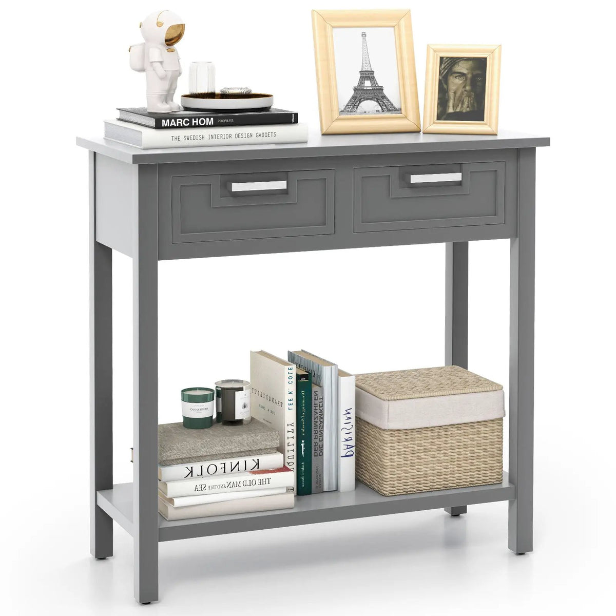 Narrow Console Table with Drawers and Open Storage Shelf, photo 19 of 24