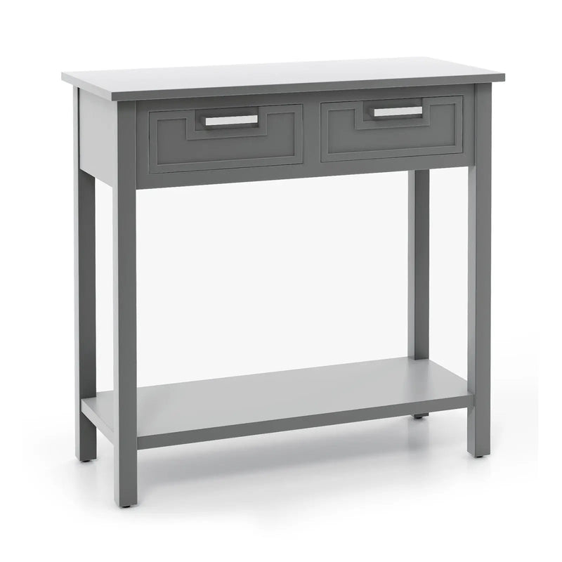 Narrow Console Table with Drawers and Open Storage Shelf by DirectDeals