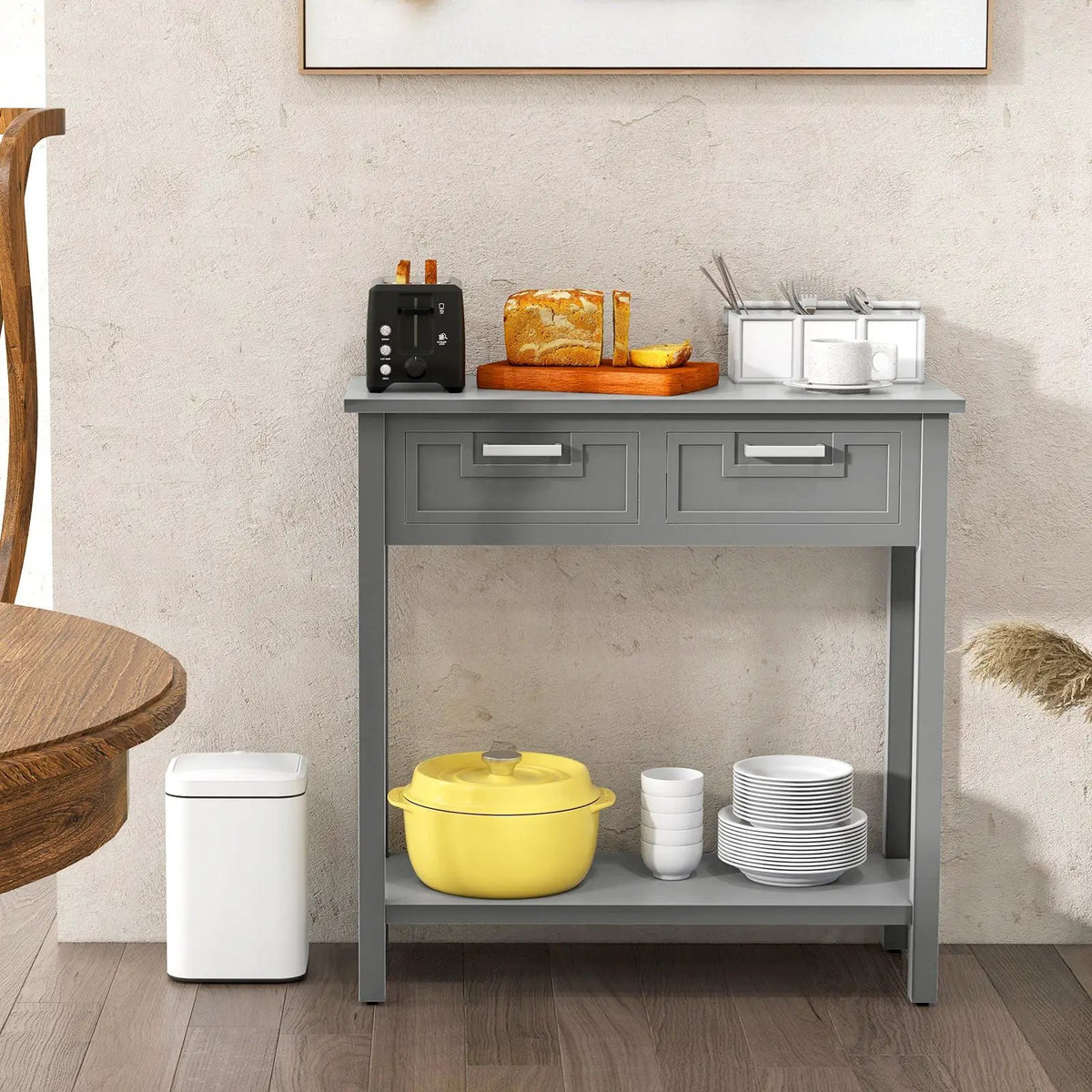Narrow Console Table with Drawers and Open Storage Shelf, photo 5 of 24