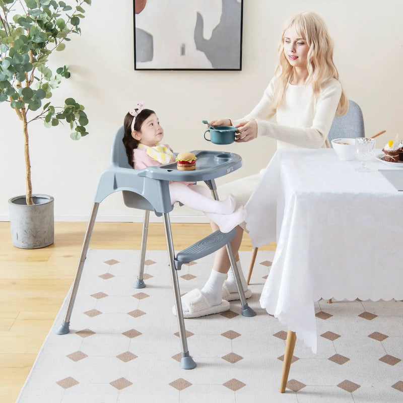 4-in-1 Convertible Baby High Chair with Removable Double Tray by DirectDeals