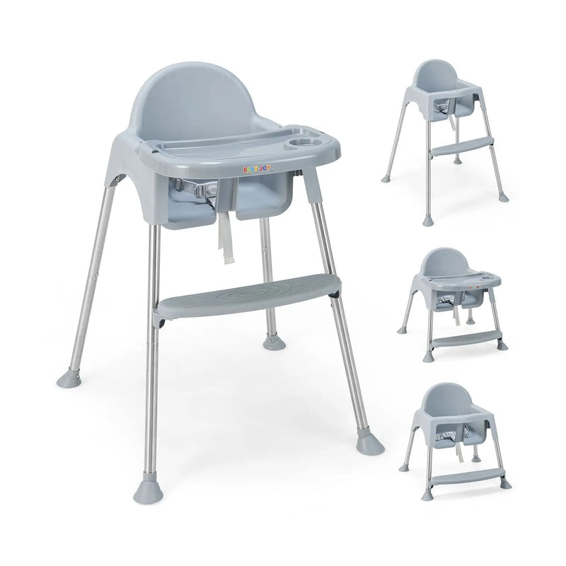 4-in-1 Convertible Baby High Chair with Removable Double Tray by DirectDeals