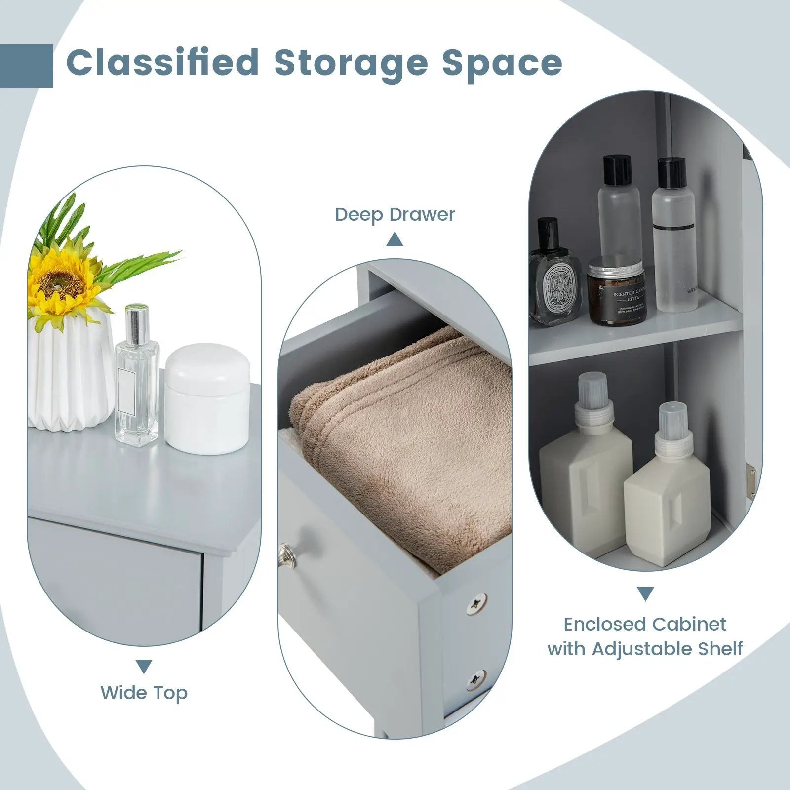 Woodern Bathroom Floor Storage Cabinet with Drawer and Shutter Door by DirectDeals