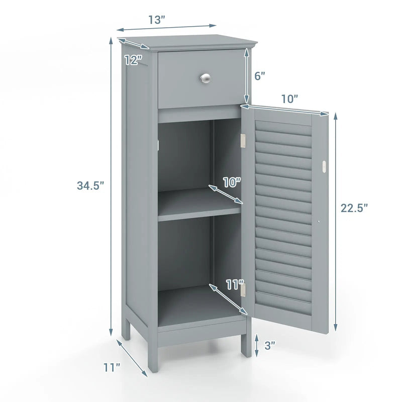 Woodern Bathroom Floor Storage Cabinet with Drawer and Shutter Door by DirectDeals