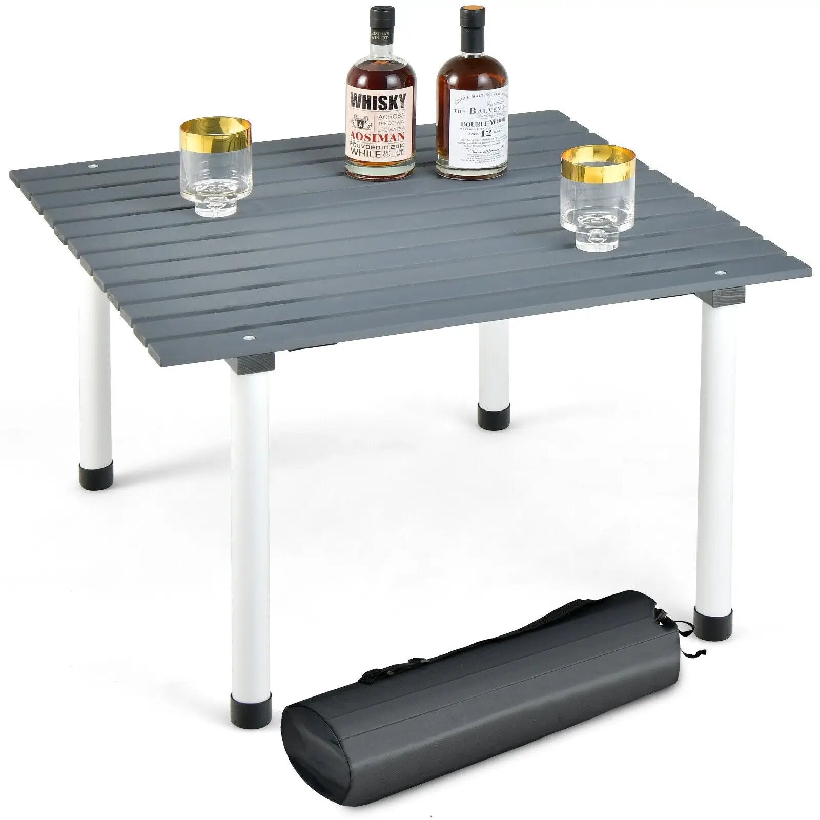 Folding Outdoor Camping Table with Carrying Bag for Picnics and Party-Gray by DirectDeals