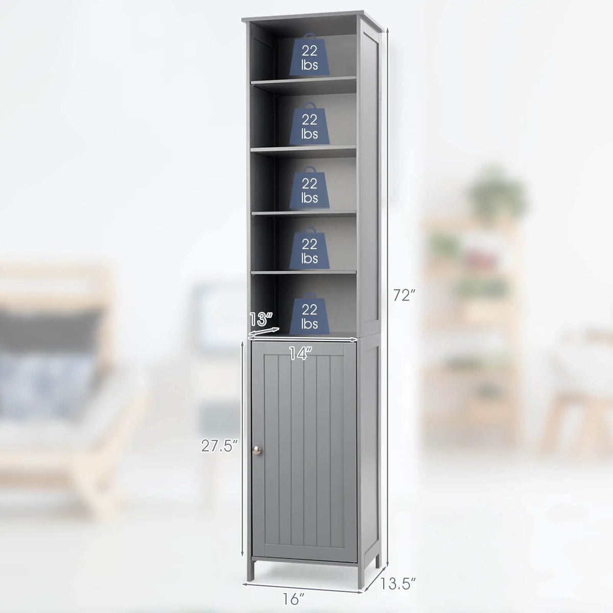 72 Inches Free Standing Tall Floor Bathroom Storage Cabinet by DirectDeals