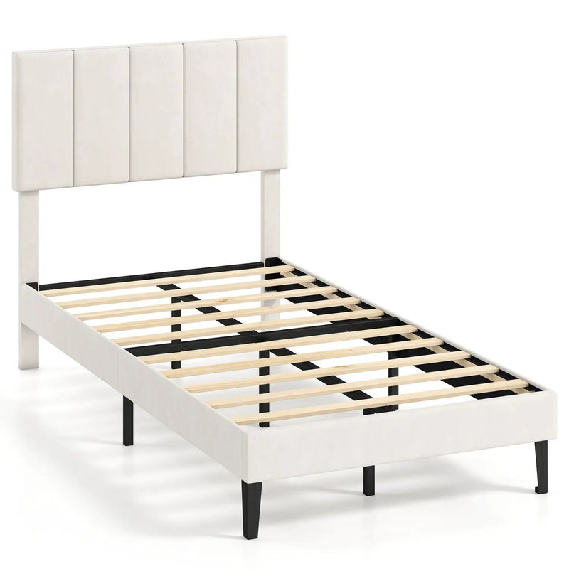 Upholstered Platform Bed with Adjustable Headboard - Twin by DirectDeals