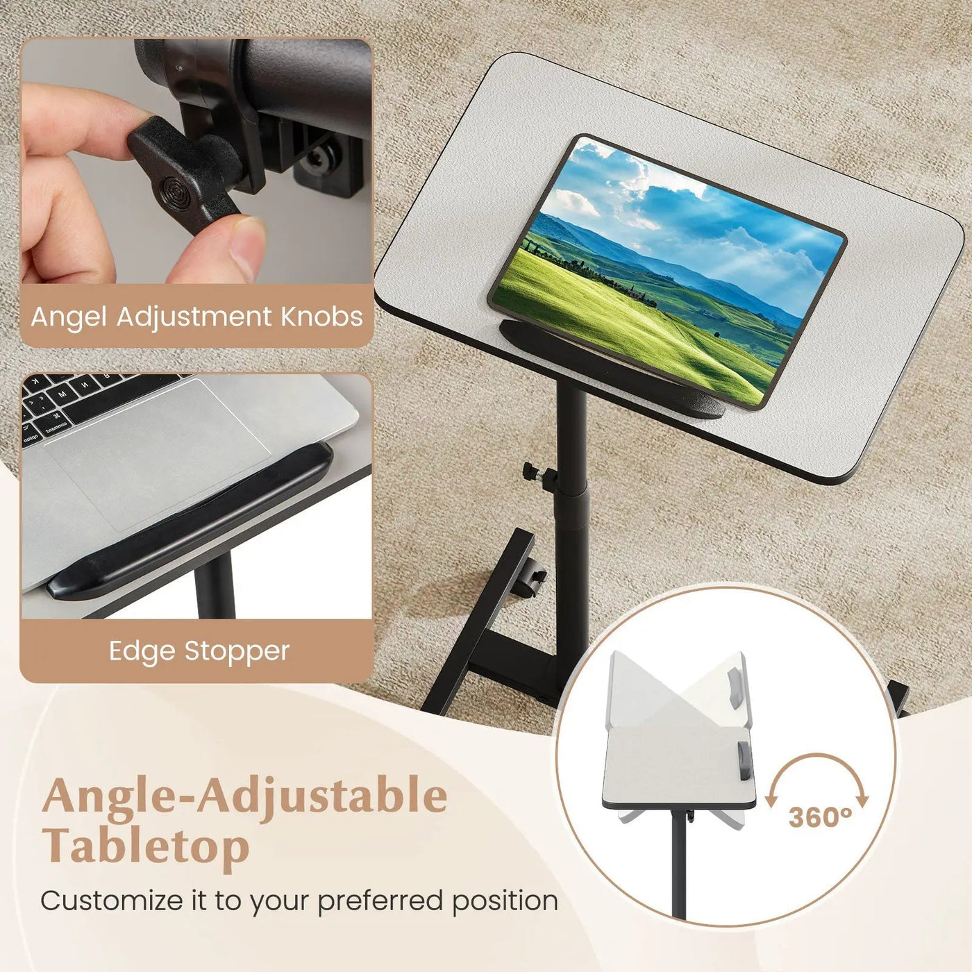 Overbed Rolling Food Tray Table by DirectDeals