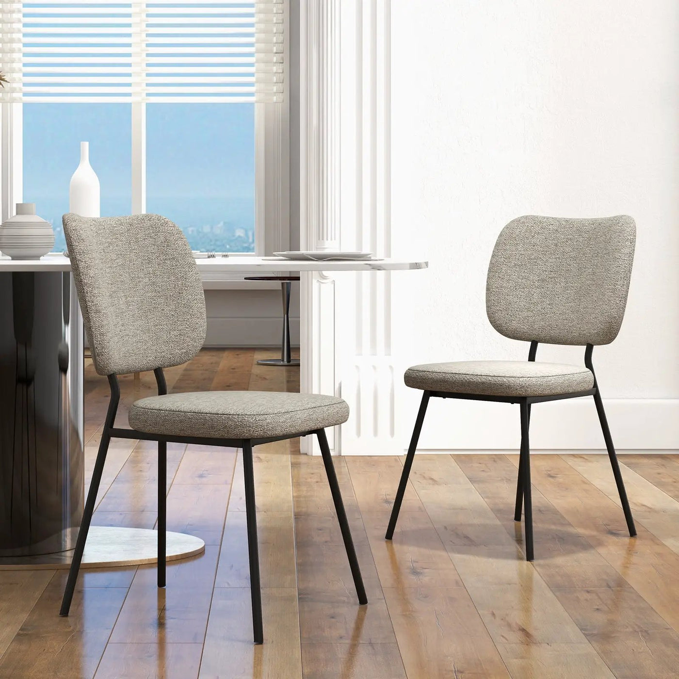 Set of 2 Modern Armless Dining Chairs with Linen Fabric by DirectDeals
