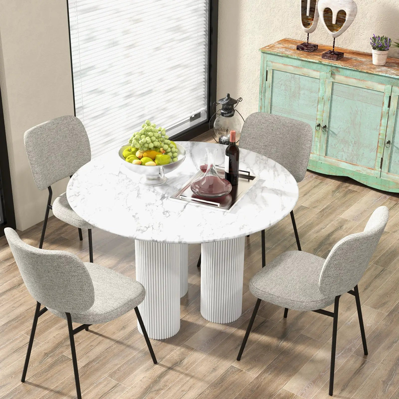 Set of 2 Modern Armless Dining Chairs with Linen Fabric by DirectDeals
