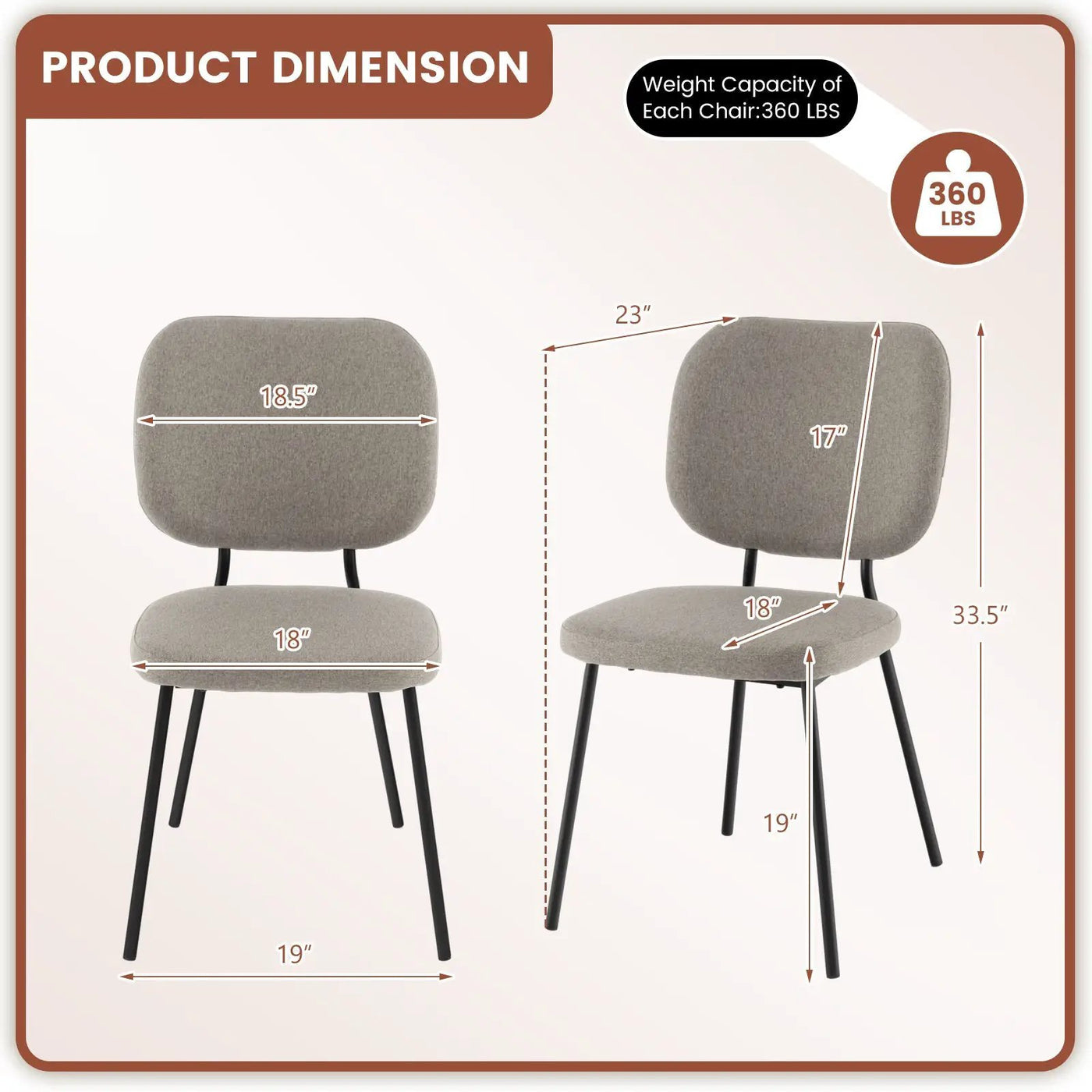 Set of 2 Modern Armless Dining Chairs with Linen Fabric by DirectDeals