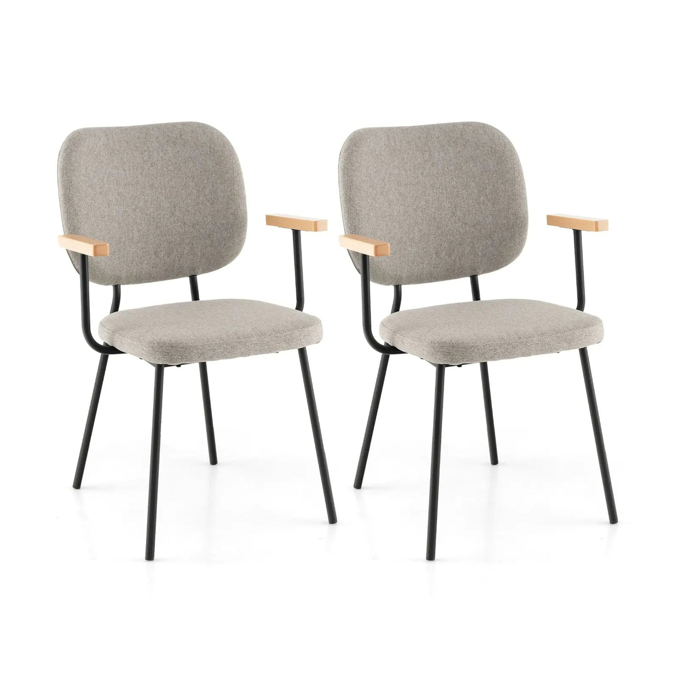 Set of 2 Modern Fabric Dining Chairs with Armrest and Curved Backrest by DirectDeals