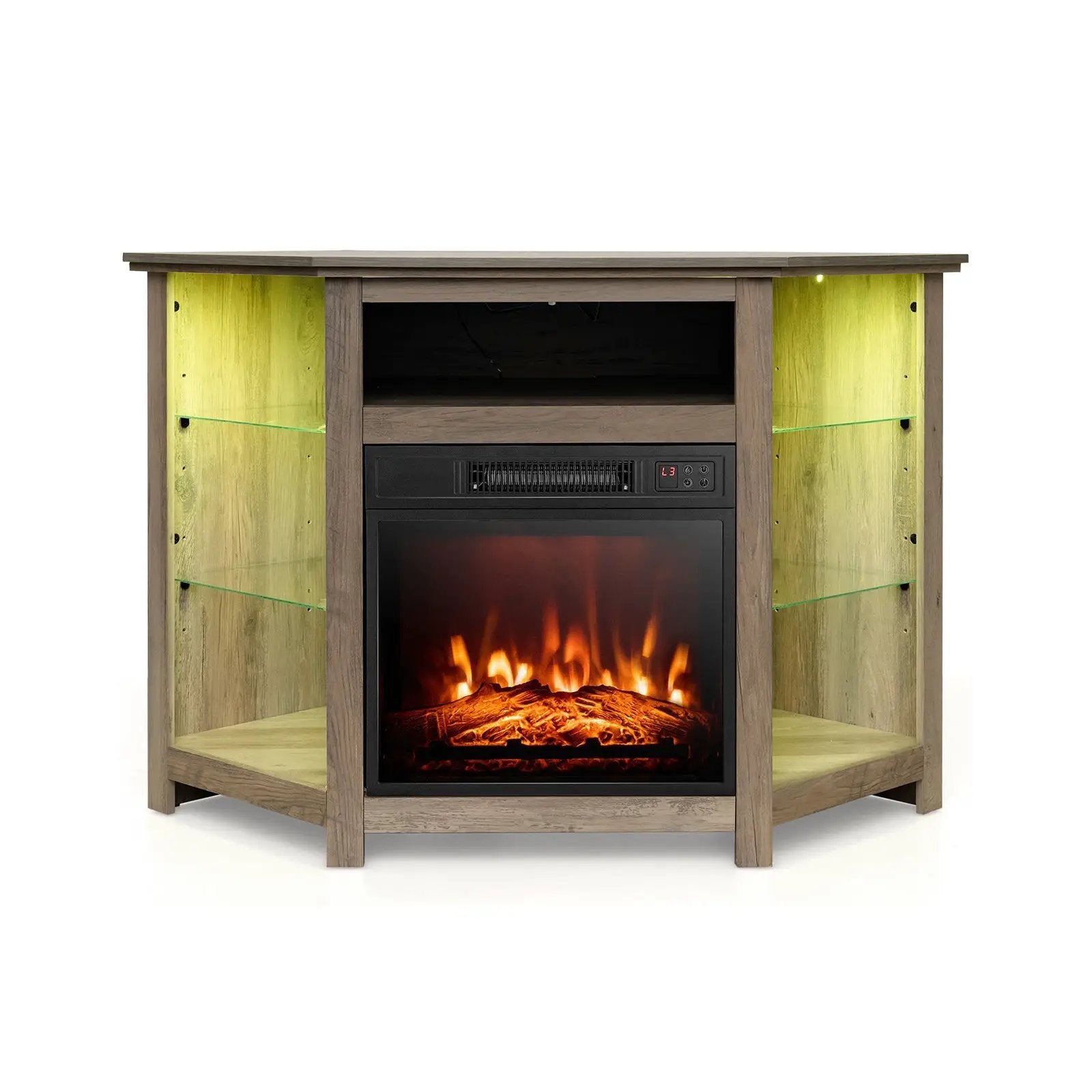 Fireplace Corner TV Stand with LED Lights and Smart APP Control for 50 Inches TV by DirectDeals