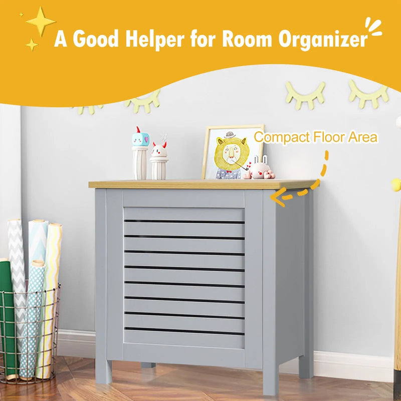 Wooden Kids Toy Storage Organizer with Lid-Gray by DirectDeals