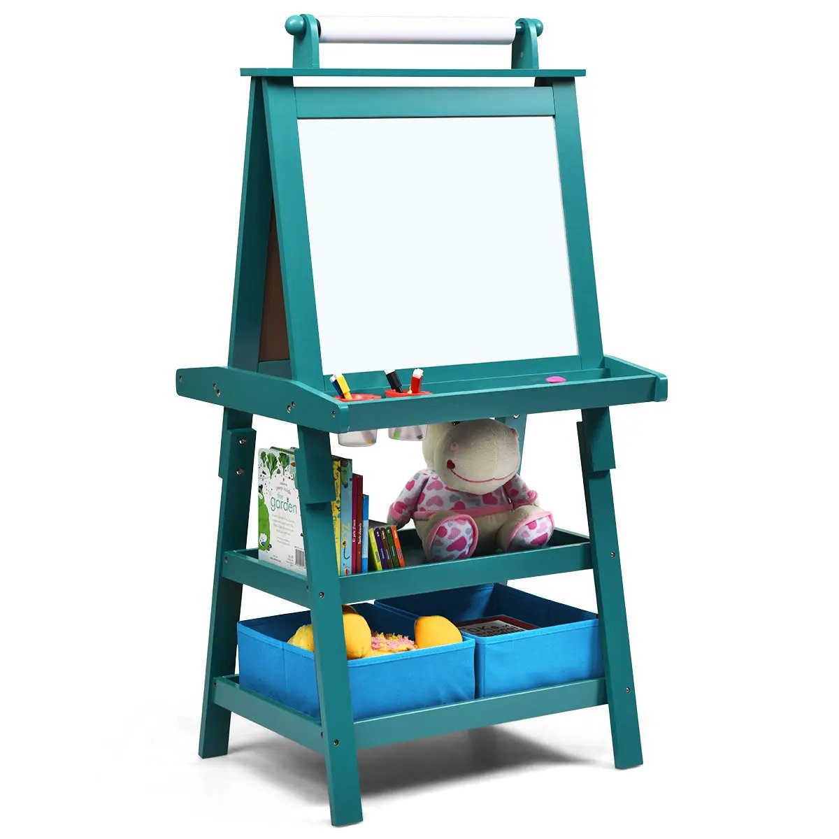 3 in 1 Double-Sided Storage Art Easel-Brown by DirectDeals