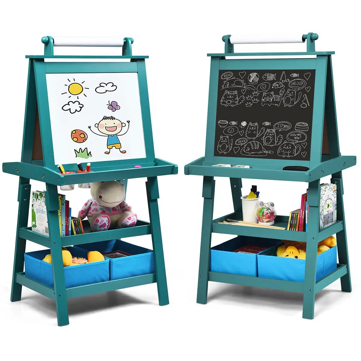 3 in 1 Double-Sided Storage Art Easel-Brown by DirectDeals