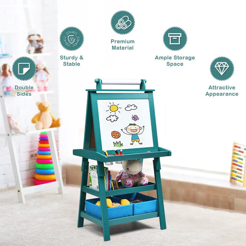 3 in 1 Double-Sided Storage Art Easel-Brown by DirectDeals