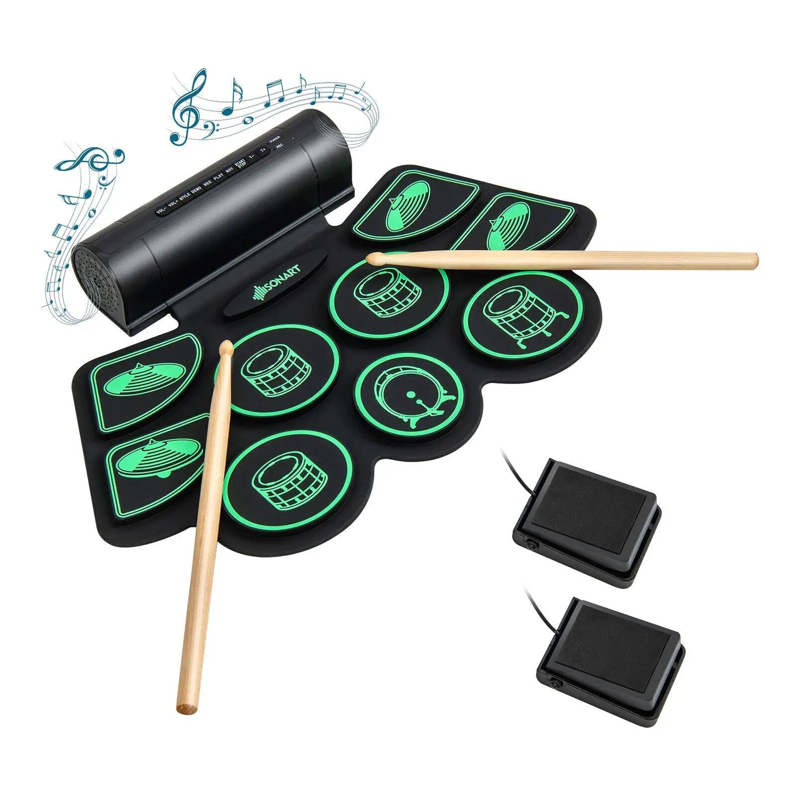Electronic Drum Set with 2 Build-in Stereo Speakers for Kids by DirectDeals