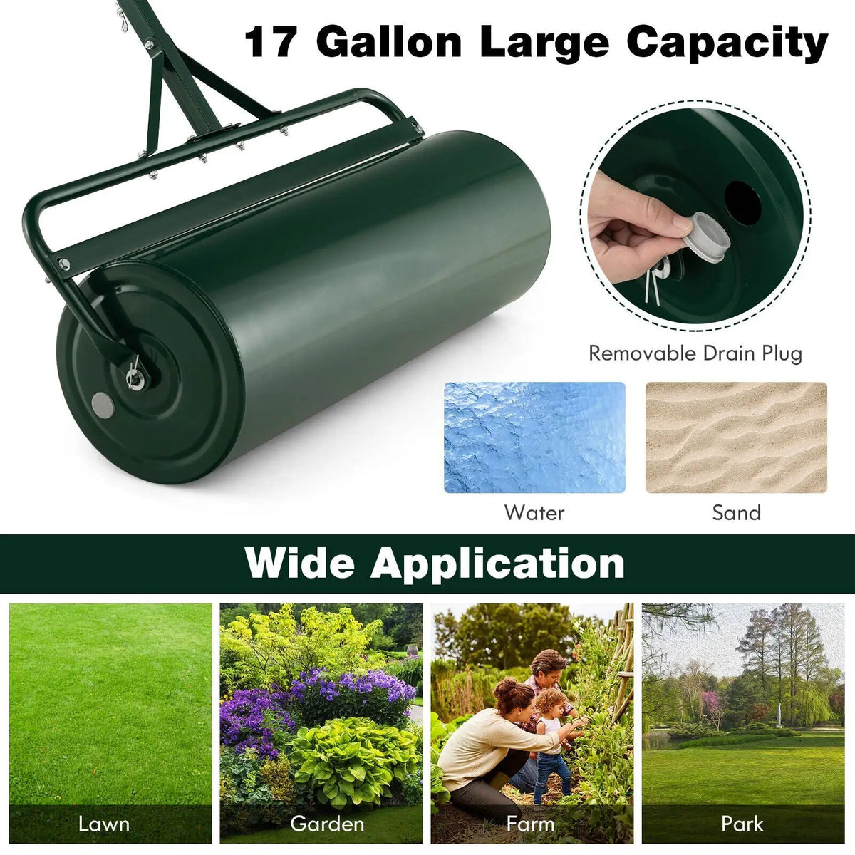 Metal Lawn Roller with Detachable Gripping Handle, photo 7 of 9
