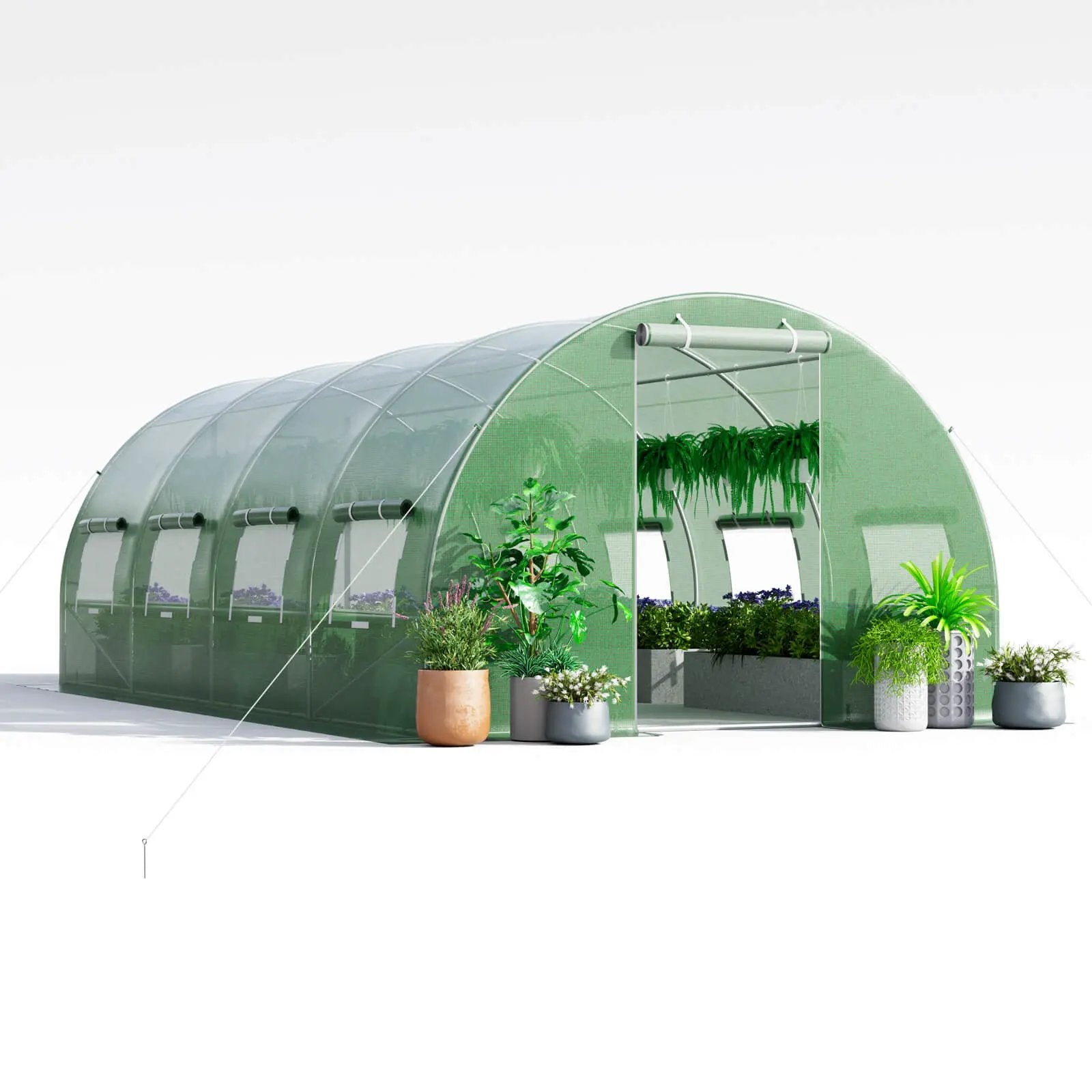20 x 10 x 6.6 Feet Greenhouse with Windows and Doors for Outdoor-Green by DirectDeals