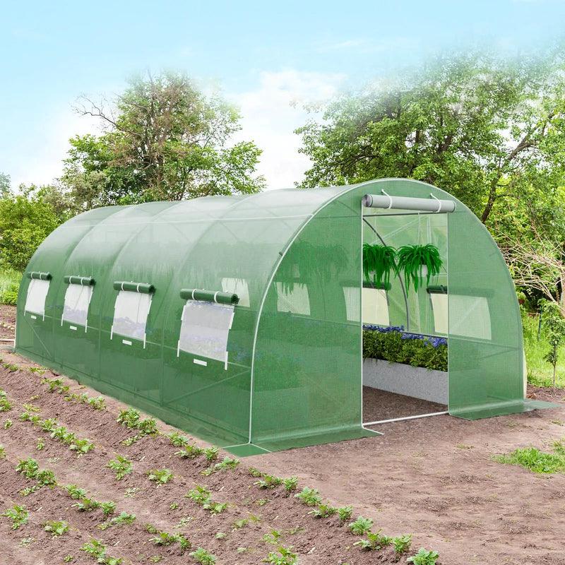 20 x 10 x 6.6 Feet Greenhouse with Windows and Doors for Outdoor-Green by DirectDeals