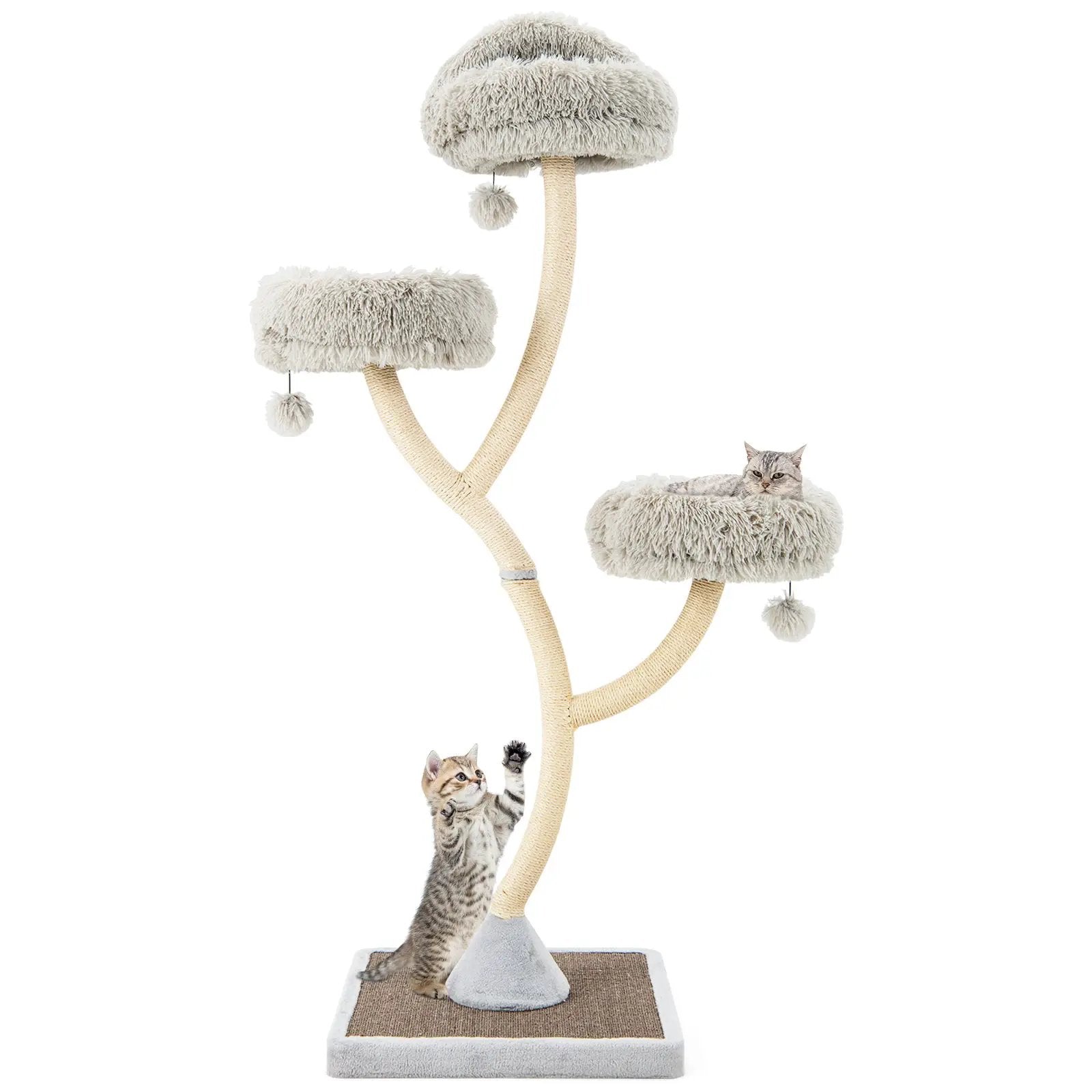 70 Inch Tall Cat Tree 4-Layer Cat Tower with 3 Perches and Dangling Balls by DirectDeals