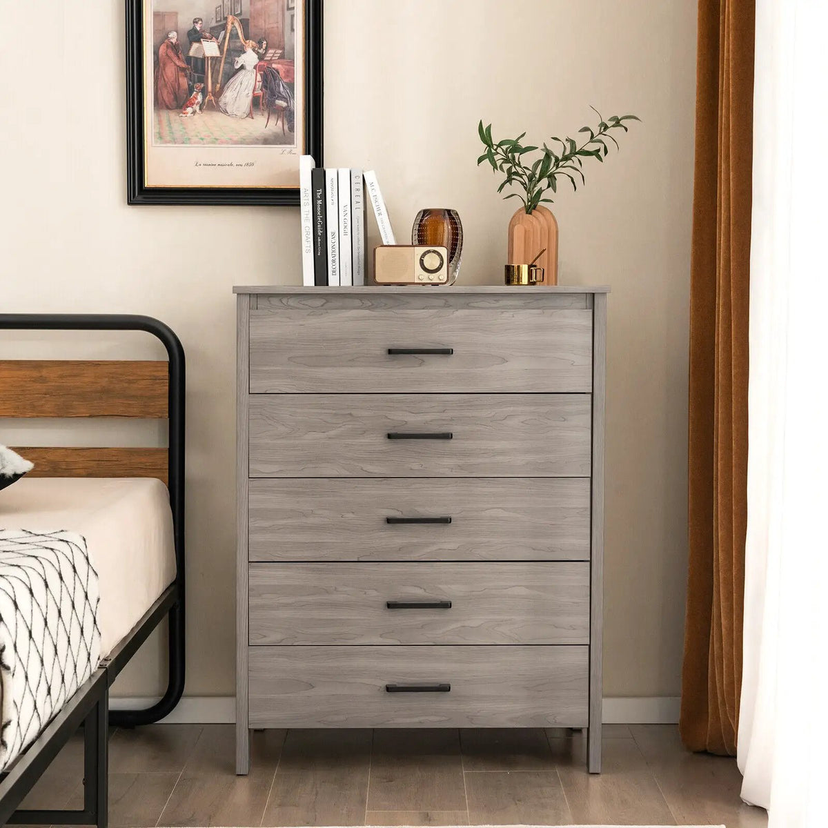 Modern 5-Drawer Multipurpose Chest Dresser with Metal Handles, photo 6 of 10