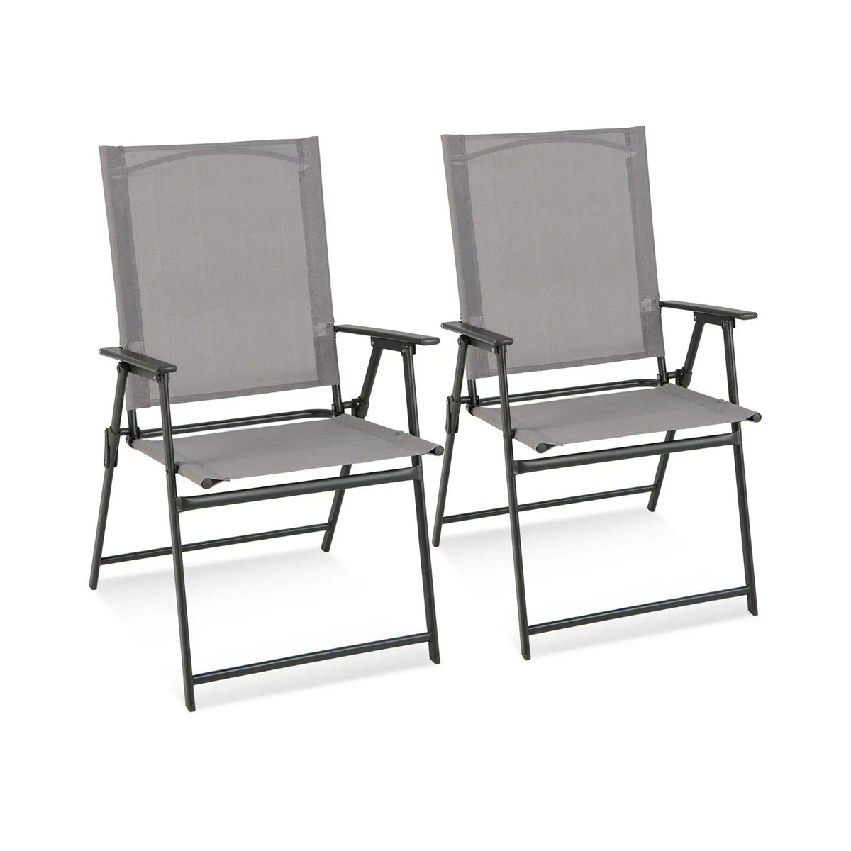 2 Pieces Patio Folding Chairs with Armrests for Deck Garden Yard, photo 2 of 8