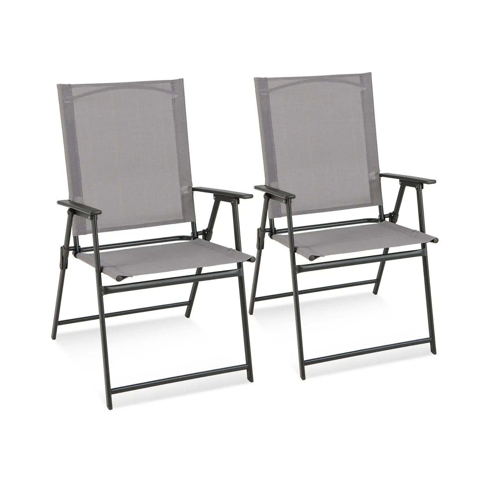 2 Pieces Patio Folding Chairs with Armrests for Deck Garden Yard by DirectDeals