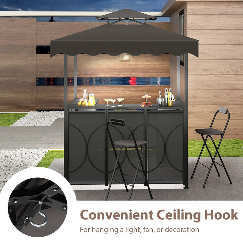 Grill Gazebo with Awning 3-Piece Outdoor BBQ Canopy Double-Tier Soft Top Barbecue Shelter by DirectDeals