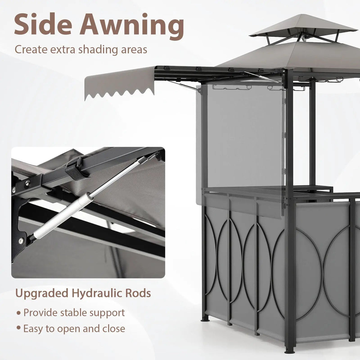 Grill Gazebo with Awning 3-Piece Outdoor BBQ Canopy Double-Tier Soft Top Barbecue Shelter, photo 11 of 16
