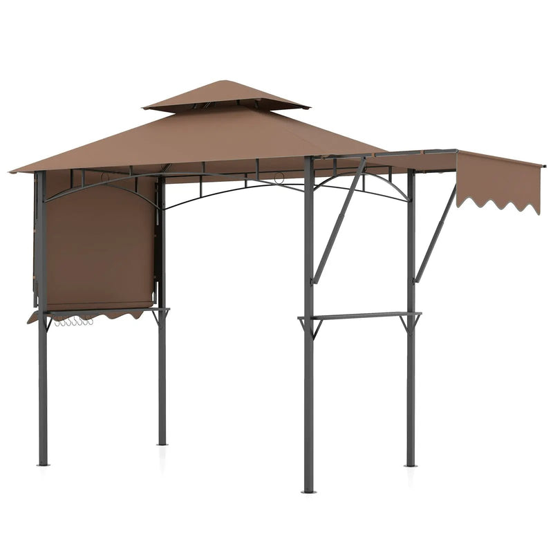 13 x 5 Feet Grill Gazebo with Dual Side Awnings and 2 Shelves Adjustable Shadow by DirectDeals